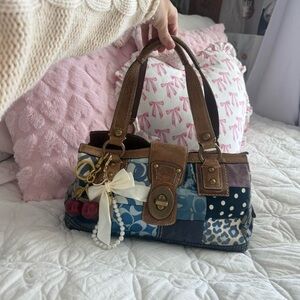 Y2K Coach Denim Cheetah/Leopard Patchwork Legacy Bag/Purse